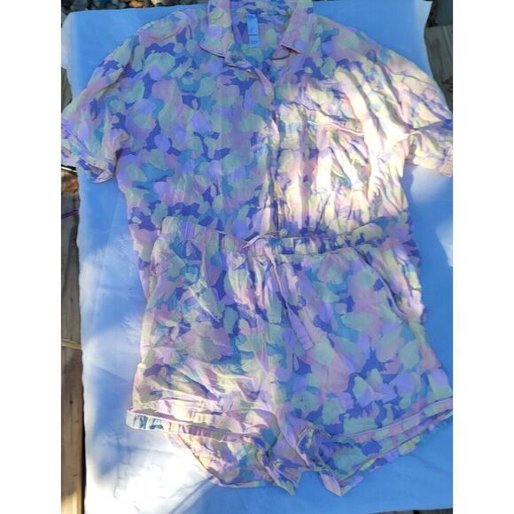 Stars Above Lyocell Lightweight Pastel Print 2 Pc. Pajama Set Shorts S Top XL - Picture 2 of 3